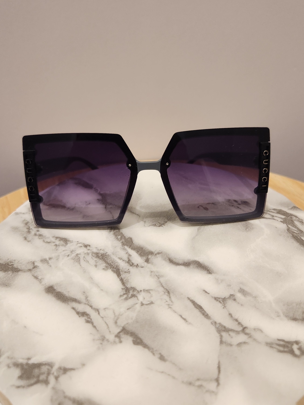 Women's Luxury  Oversized Square Sunglasses in Dark Purple